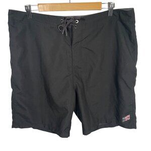 Hurley Boardshorts Mens Size 36 Black American Flag Logo Beach Surf Swim Summer